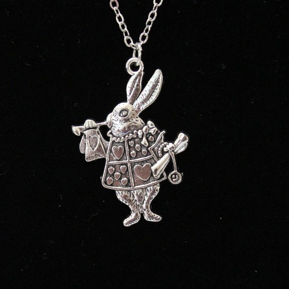 New Fashion Silver Tone Alice in Wonderland White Rabbit Necklace N42 - Picture 1 of 4